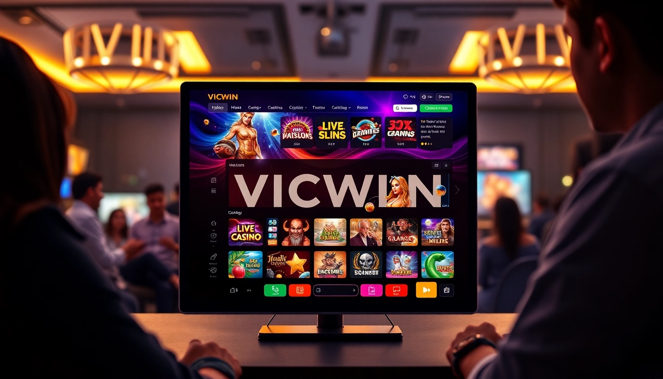Experience the excitement of VICWIN's engaging online gaming platform showcased in a vibrant, user-friendly environment.