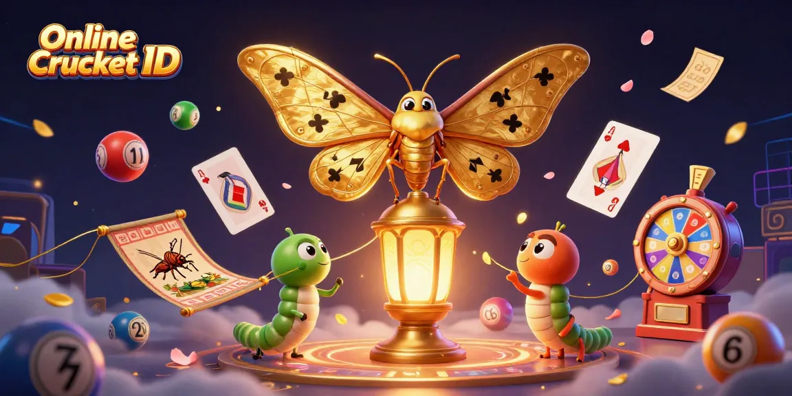 Engage with your Online Cricket ID in a vibrant, dynamic illustration showcasing cricket-themed betting elements.