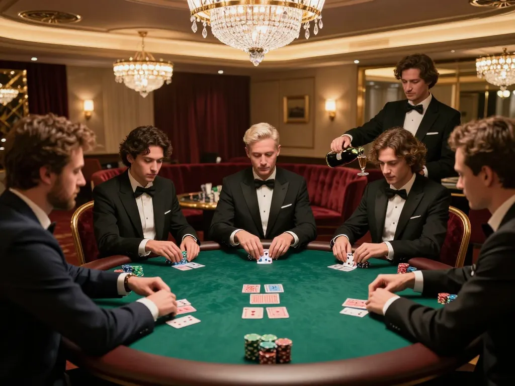 Engaged players at a high-stakes 789CLUB poker game in a luxurious VIP setting