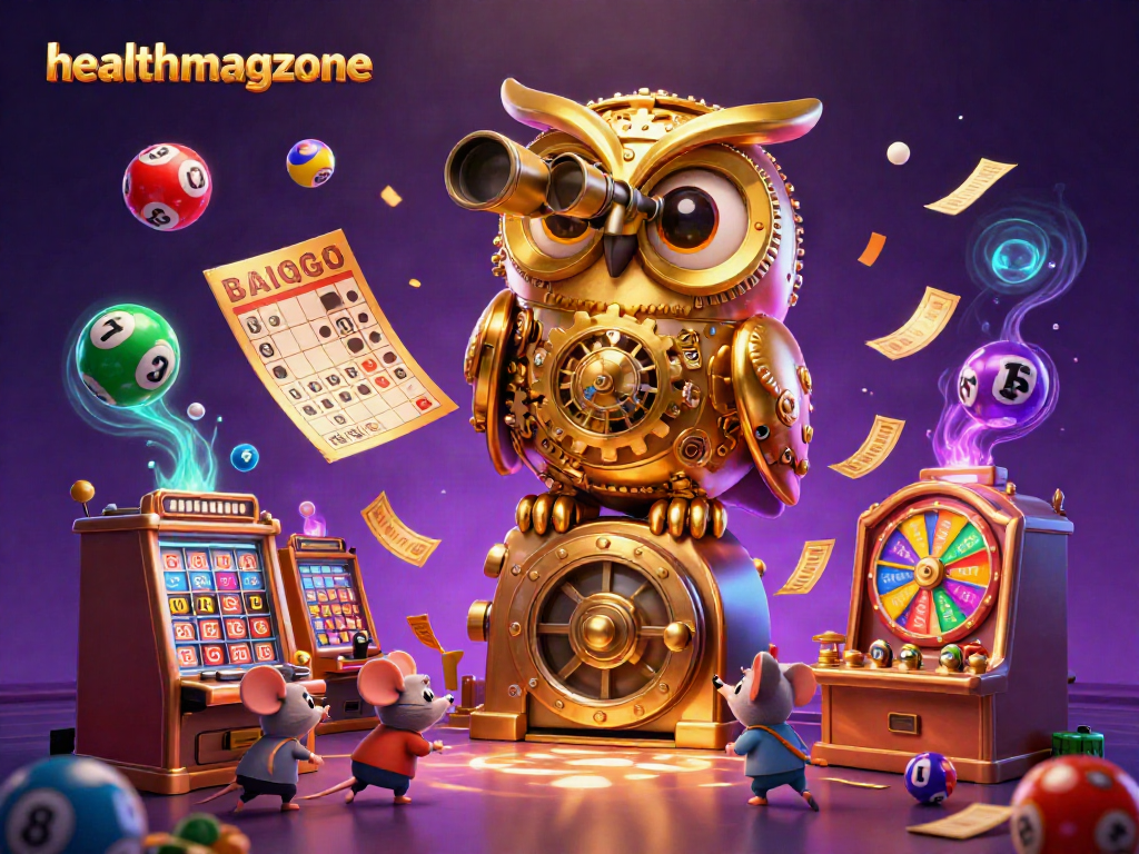 Gambarkan frasa kunci healthmagzone saat bermain slot dan bingo di kasino yang dipenuhi dengan bola lotere berwarna-warni.