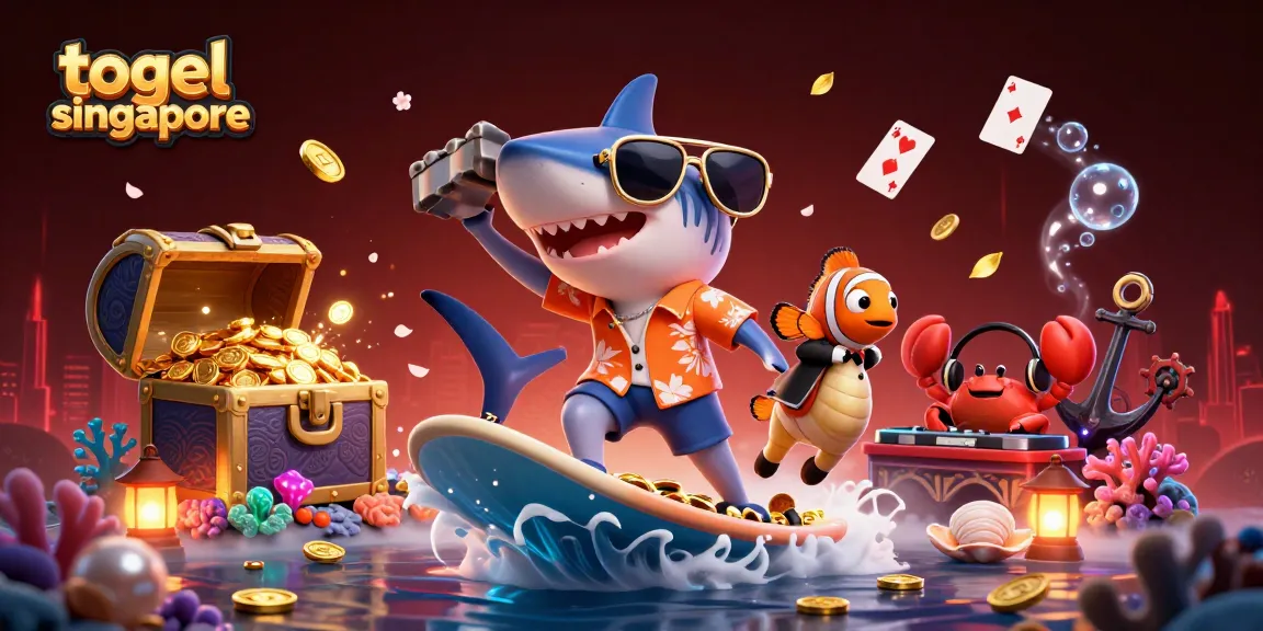 Engage with the latest togel singapore results through a vibrant 3D casino-themed illustration.