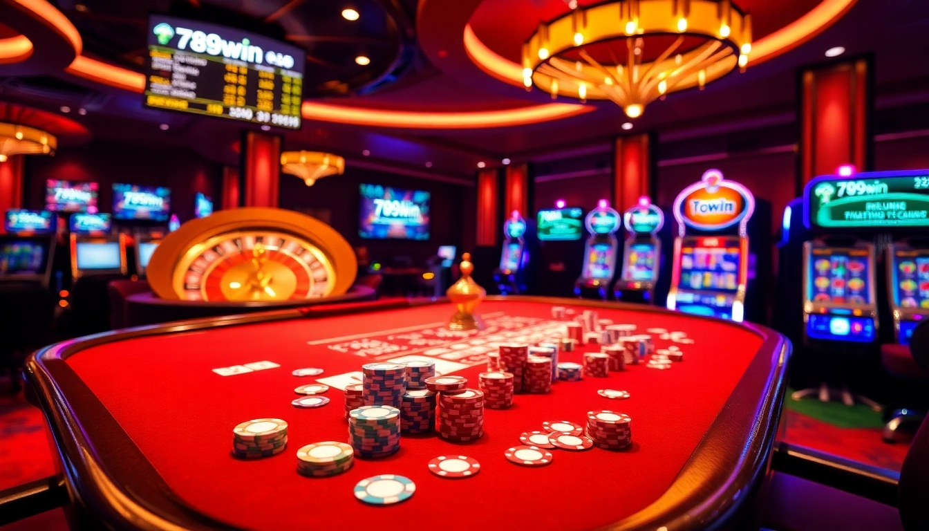 Betting excitement at 789win with vibrant casino tables and thrilling slot machines.
