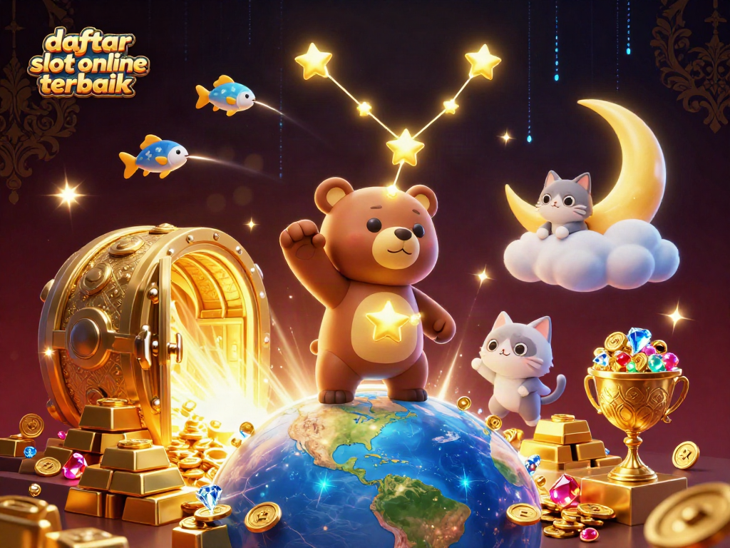 Menggairahkan pengalaman bermain di daftar slot online terbaik dengan ilustrasi kasino 3D yang penuh warna.