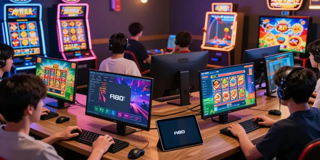 Engaged players enjoying A80's vibrant online gaming platform with diverse games.