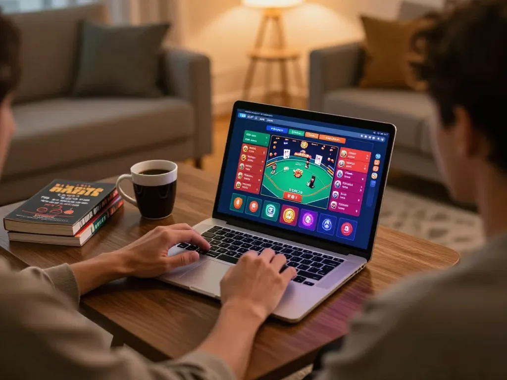 Player engaging with 88aa online casino platform on a cozy laptop setup.
