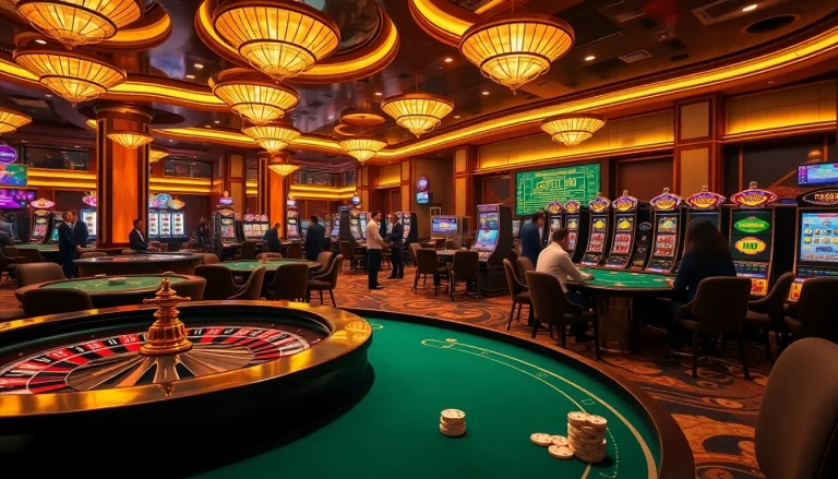 Engaging casino scene featuring Tool xo so sieu toc as players enjoy table games and slot machines.