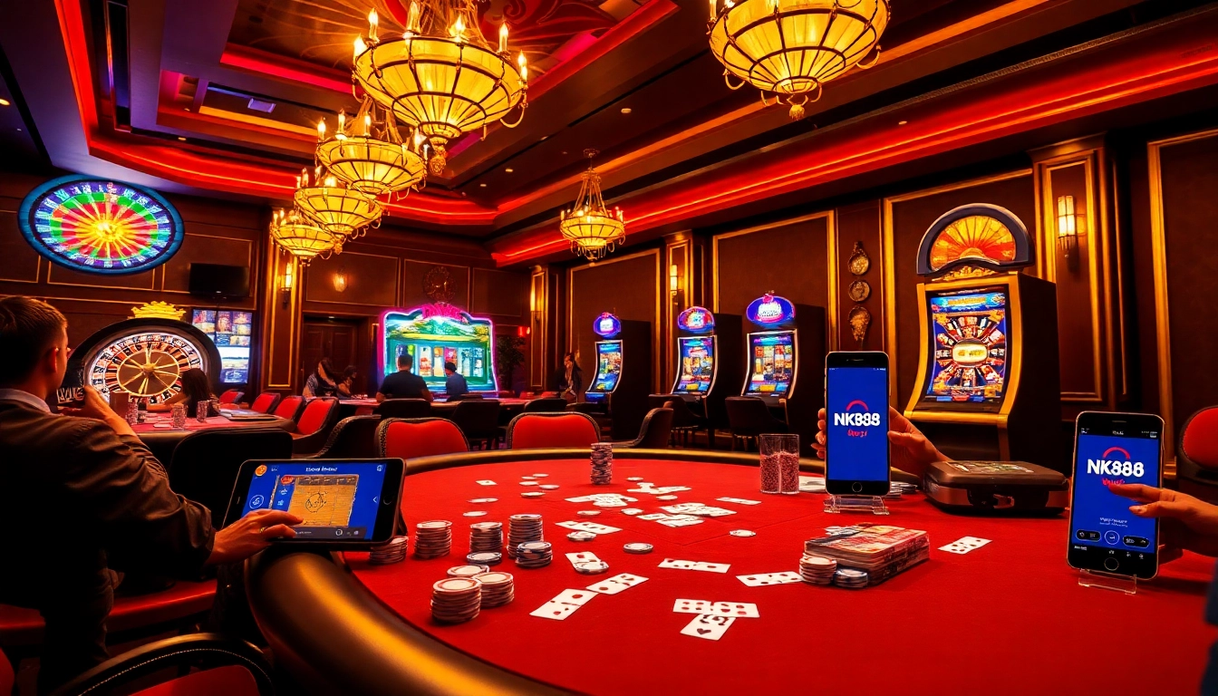 Experience the excitement of online gambling at https://nk88s.net/, featuring vibrant casino visuals.