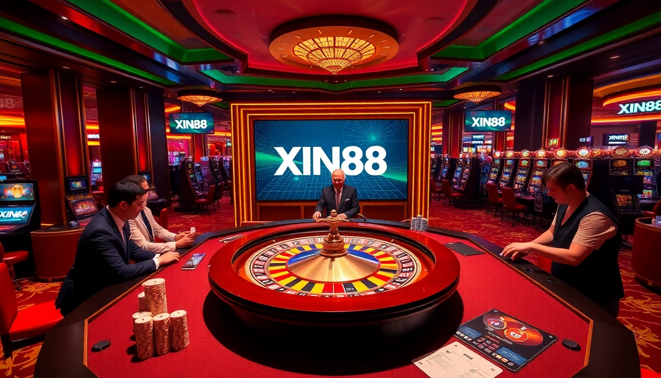 Experience the excitement of gambling at XIN88's vibrant casino tables with engaging players.