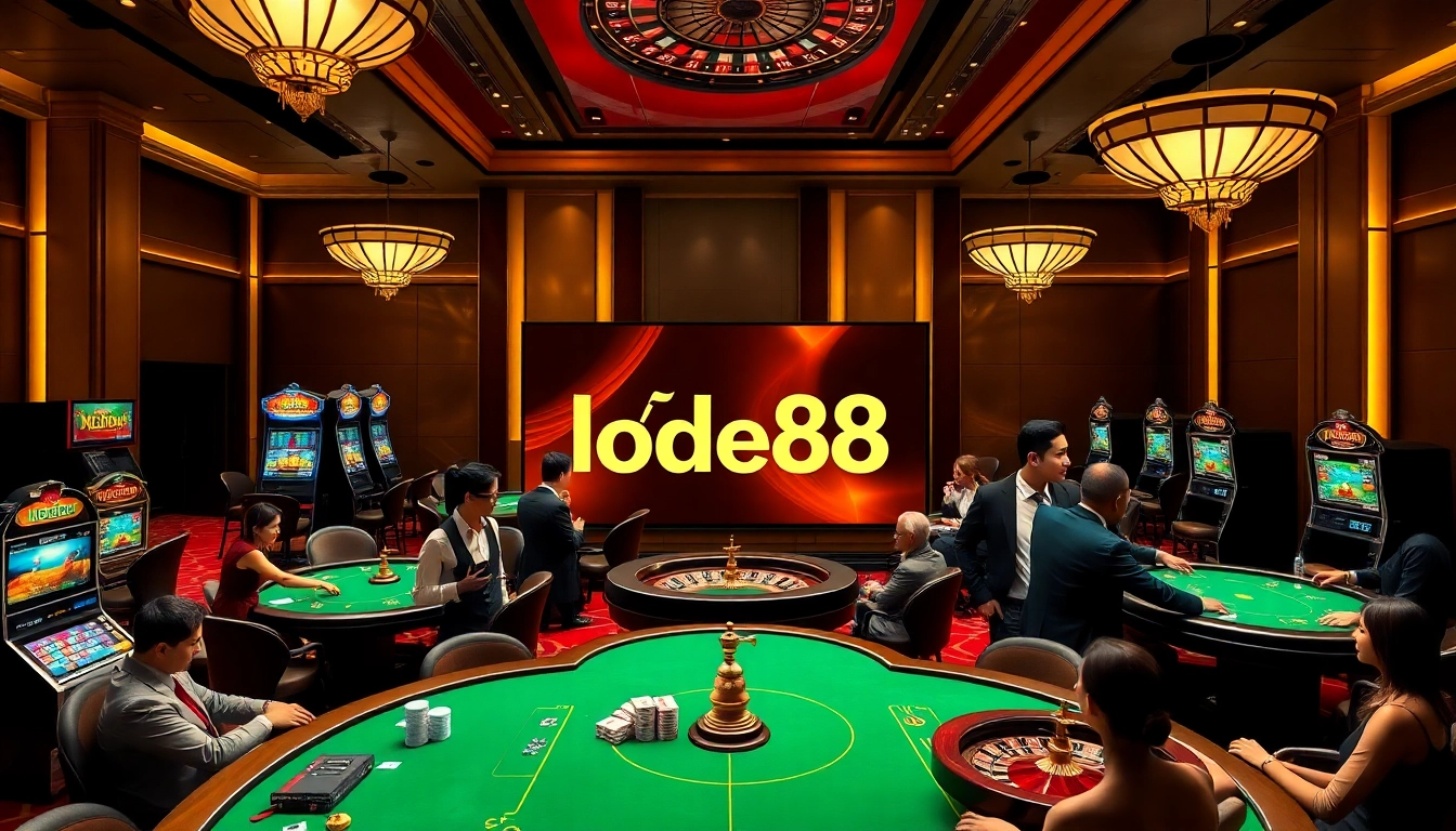 Engaging online gambling experience at nhà cái lode88 with players enjoying casino games and high stakes.