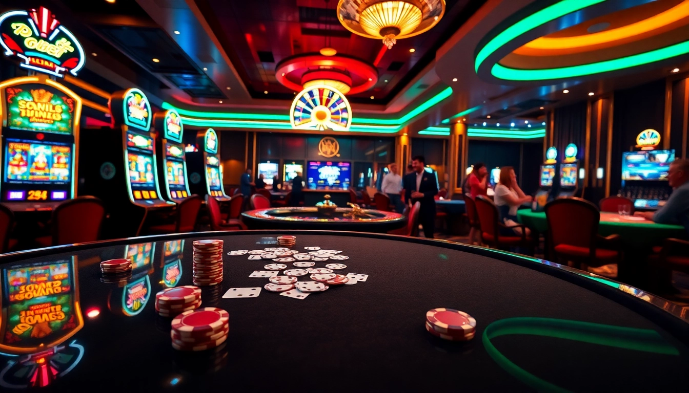 DEBET's vibrant casino scene showcasing poker chips and a roulette wheel, highlighting thrilling gaming action.