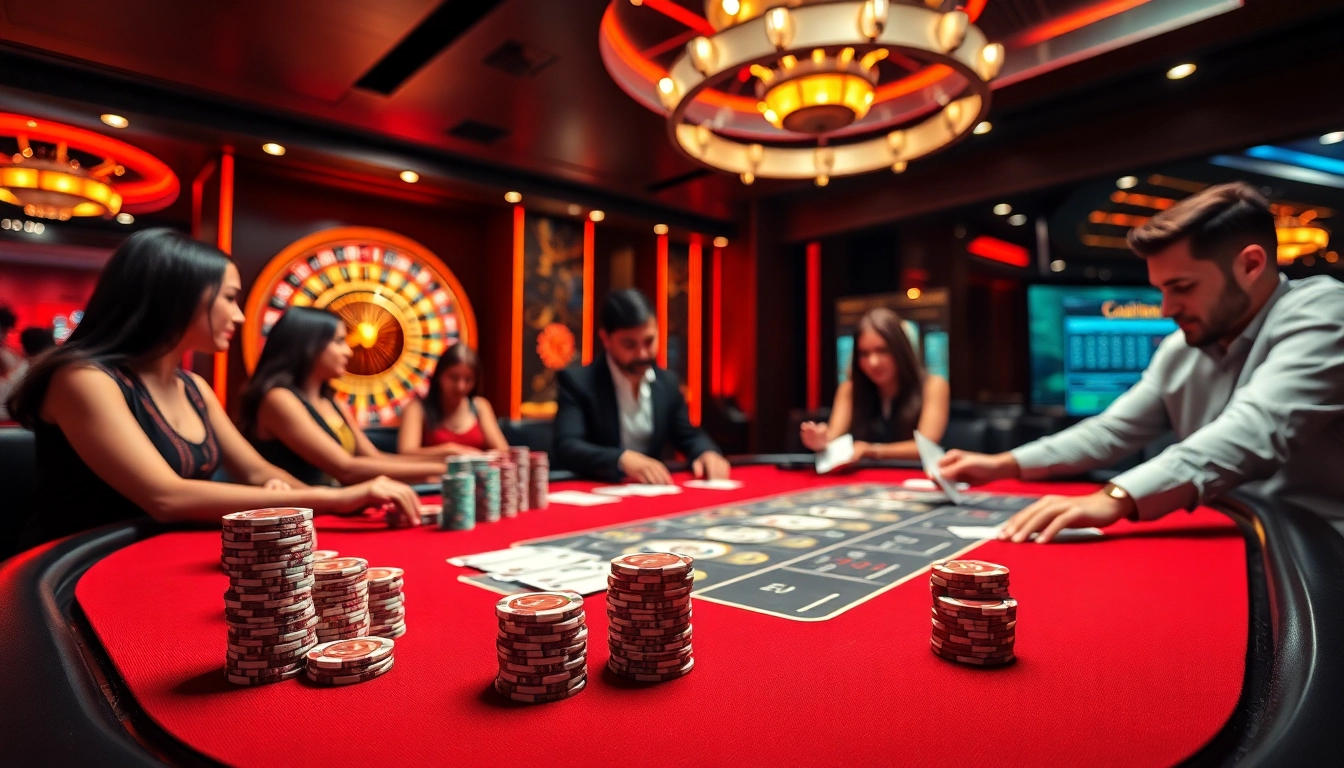 Experience an exciting gaming atmosphere at tg88 with vibrant casino tables and engaging players.