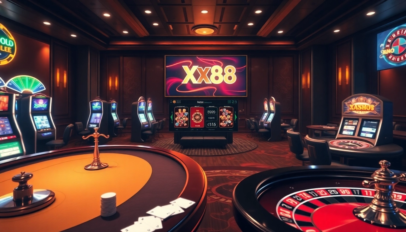 Experience the luxury of nhà cái XX88 with vibrant casino tables and exciting gaming atmosphere.