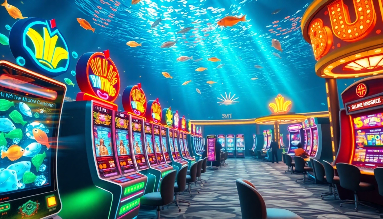 Bắn cá rikbet game interface with vibrant underwater elements and casino excitement.