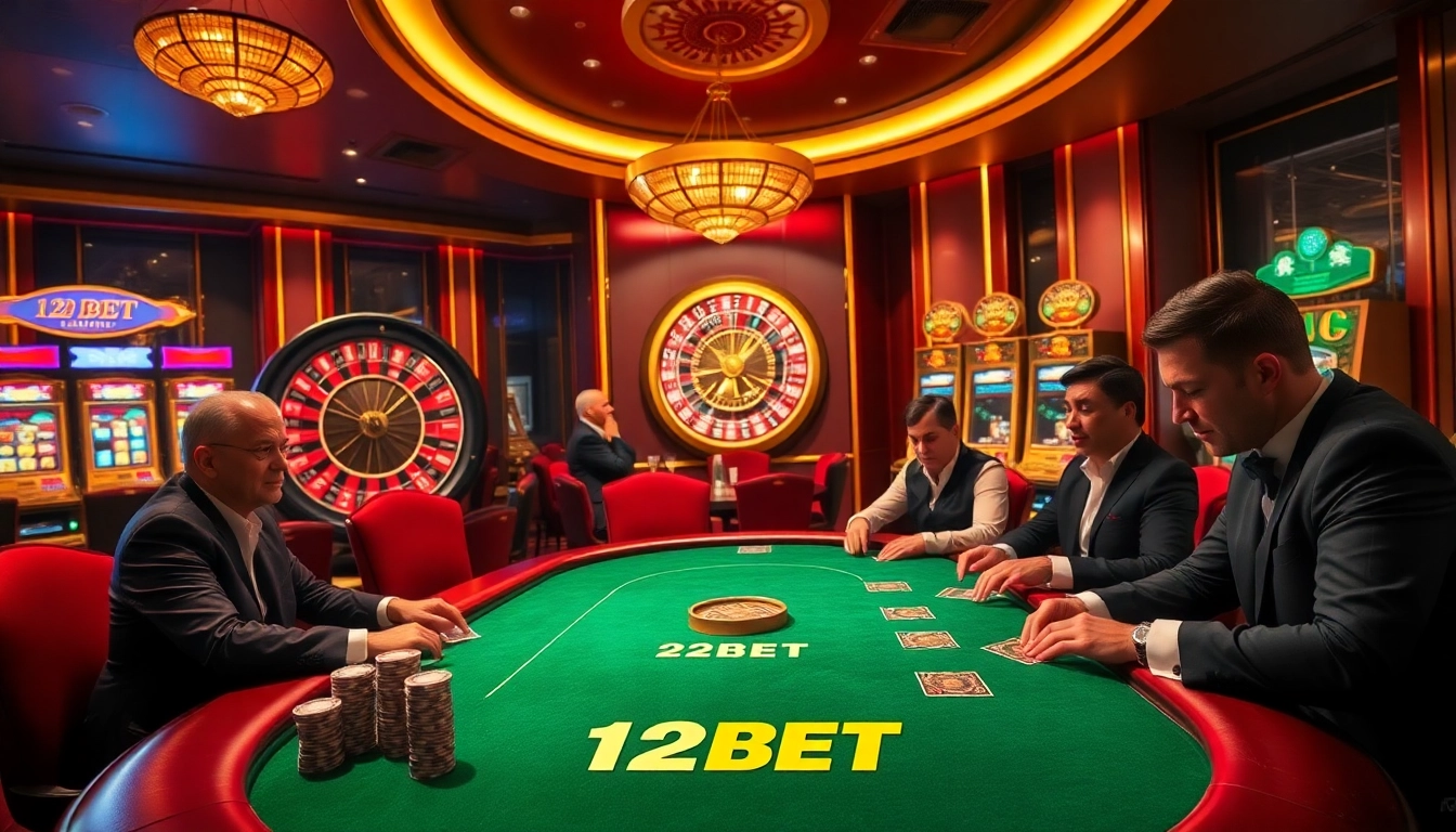 Experience an exciting poker game atmosphere at 12BET's luxurious online casino.
