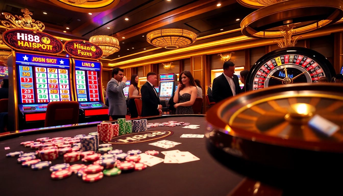 Hi88 poker table loaded with colorful chips and high-stakes cards, embodying luxury and excitement.