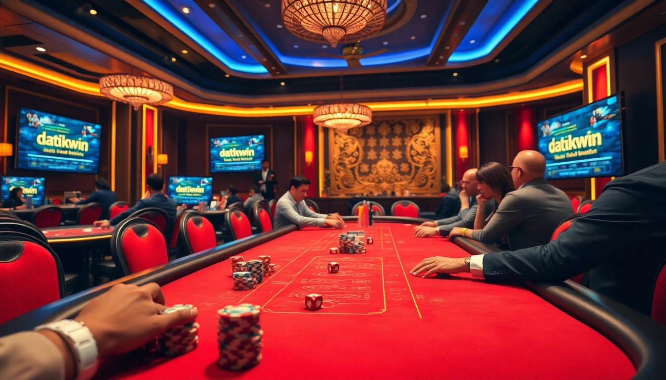 Pemain bermain poker di meja taruhan tinggi dengan antarmuka Datukwin ditampilkan.