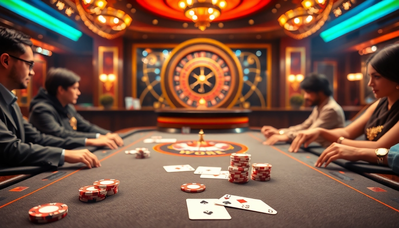 Experience high-stakes poker at ww88 com, showcasing vibrant casino decor and dynamic gameplay.