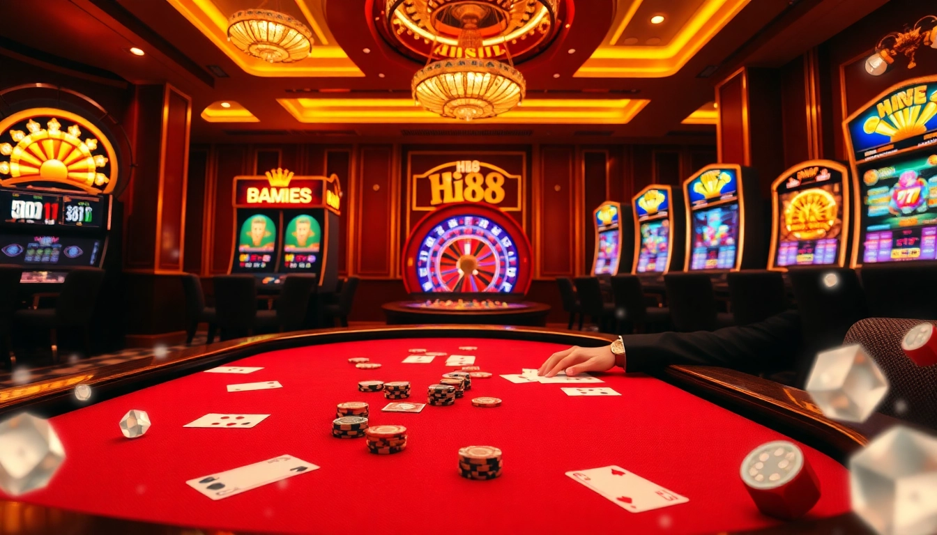 Experience the excitement of Hi88 at a luxurious poker table, showcasing vibrant graphics and engaging gameplay.